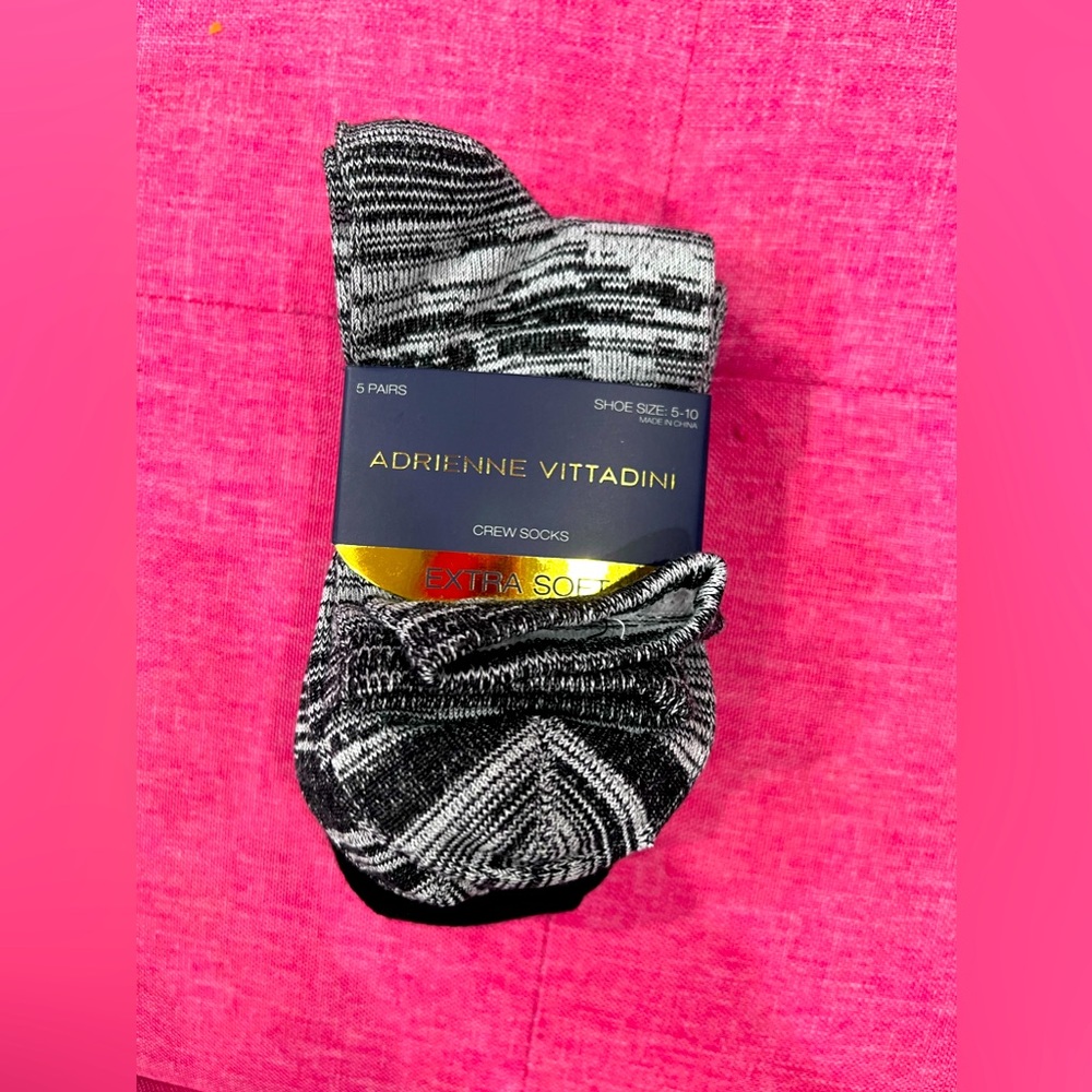 adrienne vittadini women’s crew socks 5 pairs size 5-10